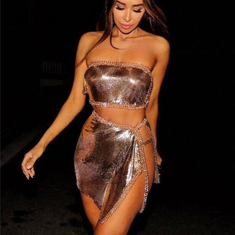Women Shiny Top & Skirt | Fashionsarah.com