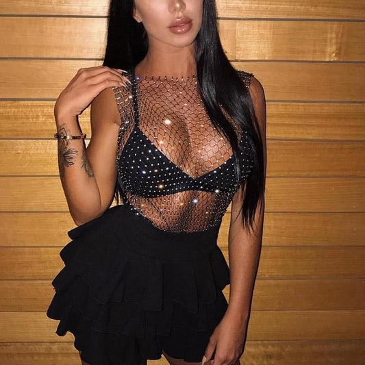 Women Rhinestone Crop Top | Fashionsarah.com