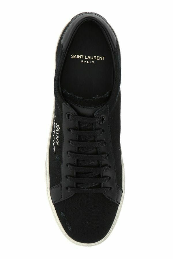 Saint Laurent Black Canvas & Leather Men Sneakers | Fashionsarah.com