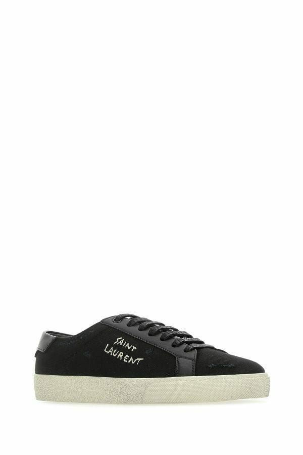 Saint Laurent Black Canvas & Leather Men Sneakers | Fashionsarah.com