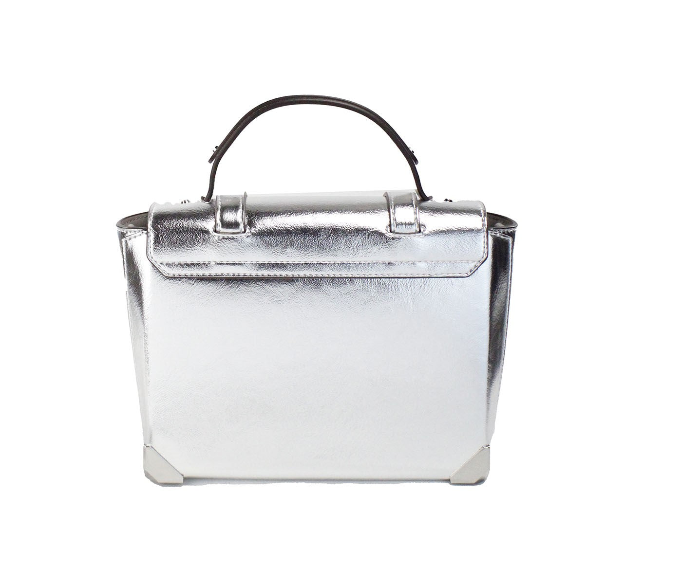 Michael Kors Manhattan Medium Silver Leather Top Handle Satchel Bag | Fashionsarah.com