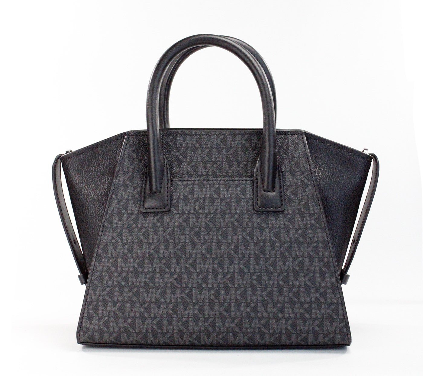 Michael Kors Avril Small Black PVC Leather Top Zip Satchel Crossbody Bag Purse | Fashionsarah.com