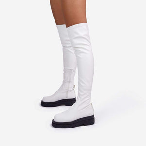 White Biker Boots - Fashionsarah.com