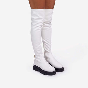 White Biker Boots - Fashionsarah.com