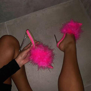 Feather Perspex Heels - Fashionsarah.com