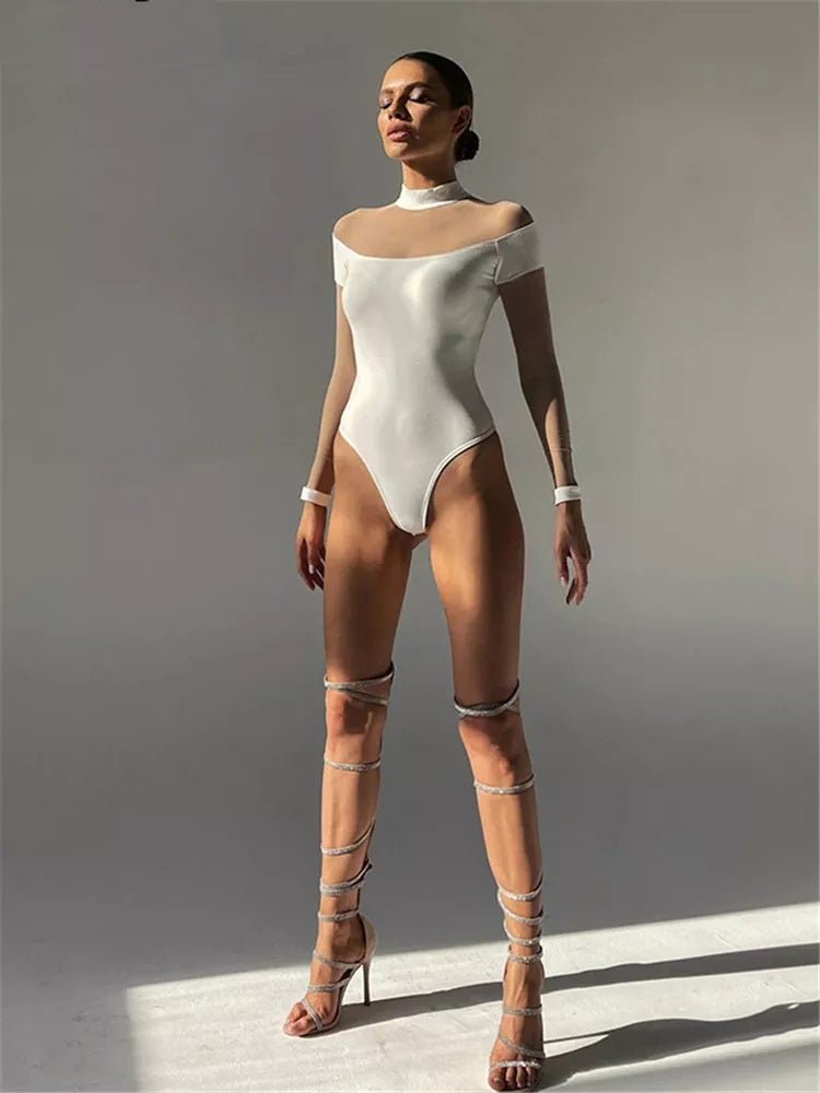 Half High Neck Mesh Bodysuits | Fashionsarah.com