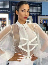 Load image into Gallery viewer, Ruffles Turndown Collar Loose Bodysuits - Fashionsarah.com