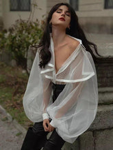 Load image into Gallery viewer, Ruffles Turndown Collar Loose Bodysuits - Fashionsarah.com