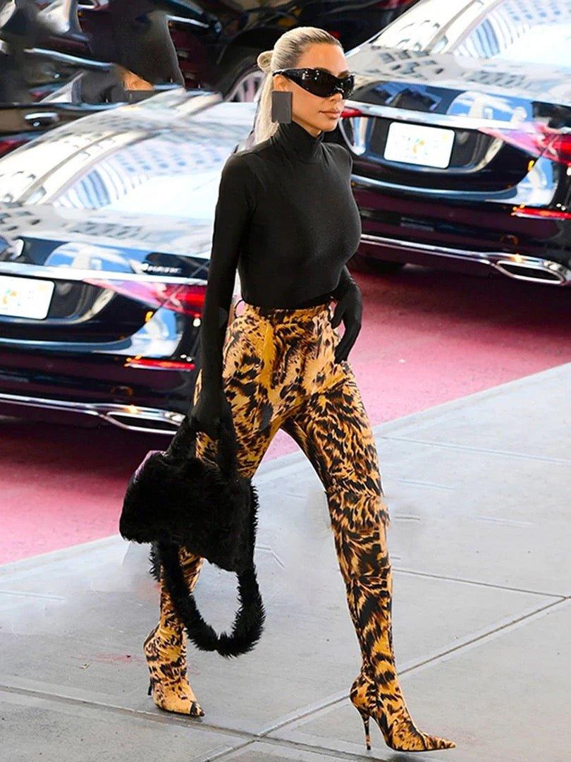 Women Leopard Slight Stretch Pants | Fashionsarah.com