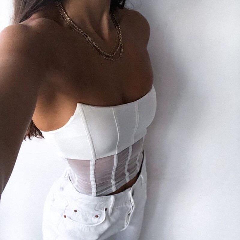 Women Strapless Mesh Corset Top | Fashionsarah.com