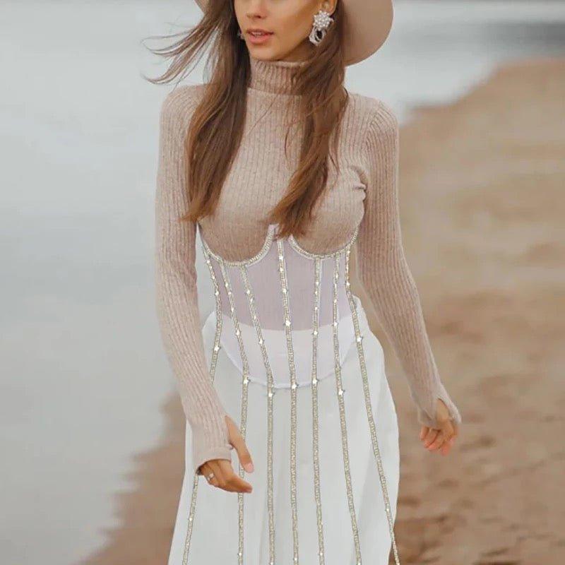 Women Luxury Corset Top with Rhinestone | Fashionsarah.com