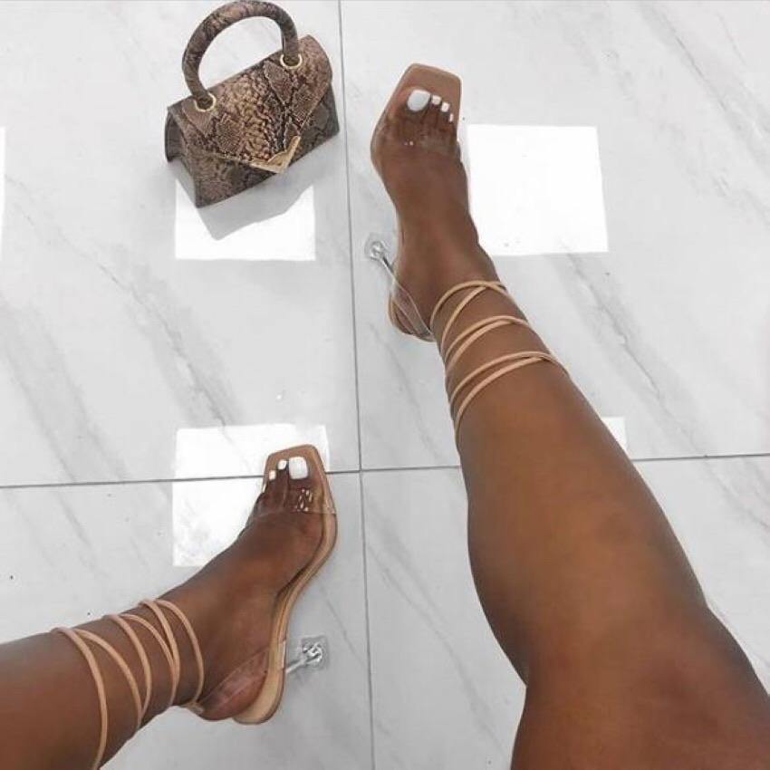 Fashionsarah.com Square Toe Lace-Up Heels