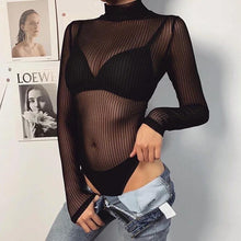 Load image into Gallery viewer, Mesh Striped Bodysuit - Fashionsarah.com