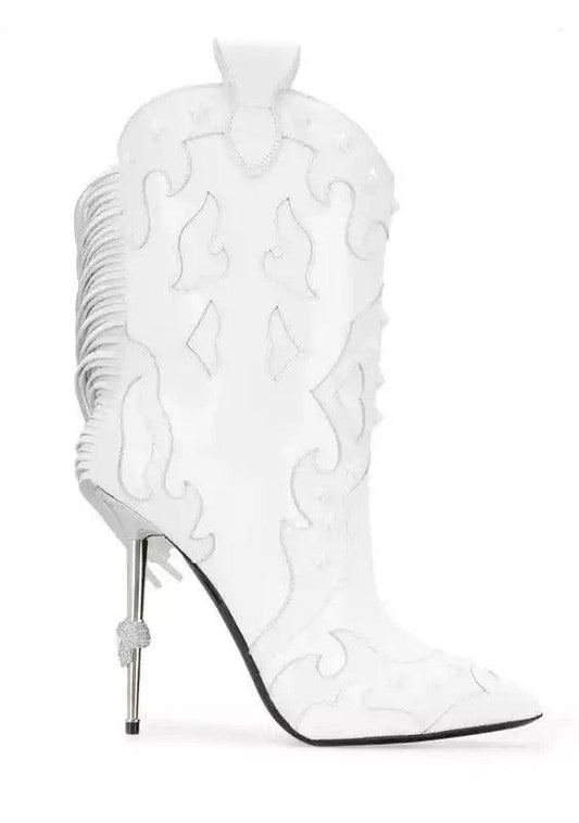 Fashionsarah.com White Pointed Toe Short Boots