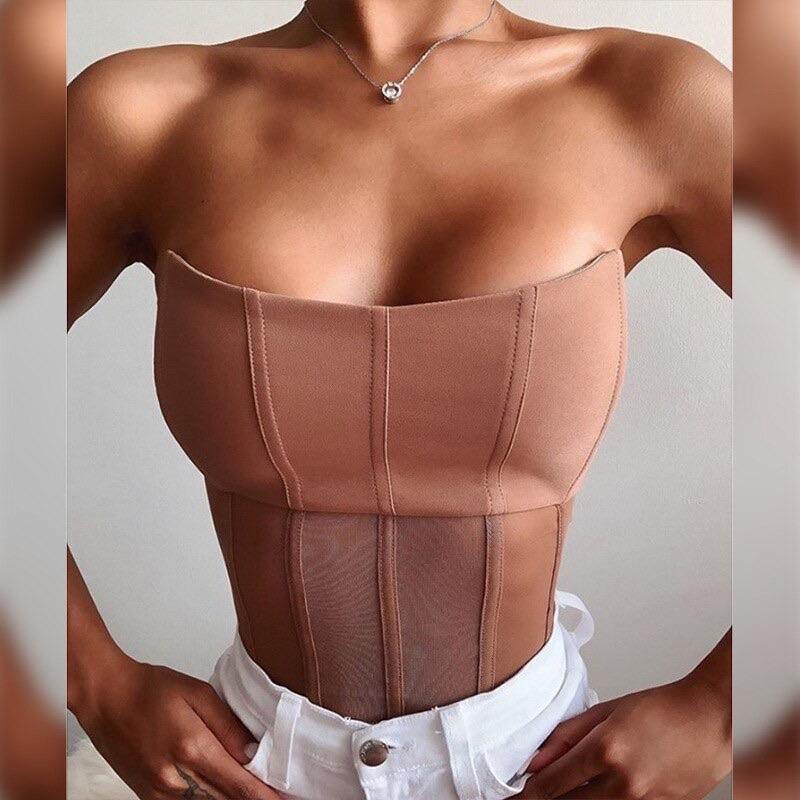 Women Strapless Mesh Corset Top | Fashionsarah.com