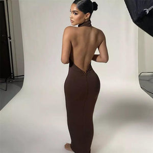 Backless Halter Bodycon Dress - Fashionsarah.com