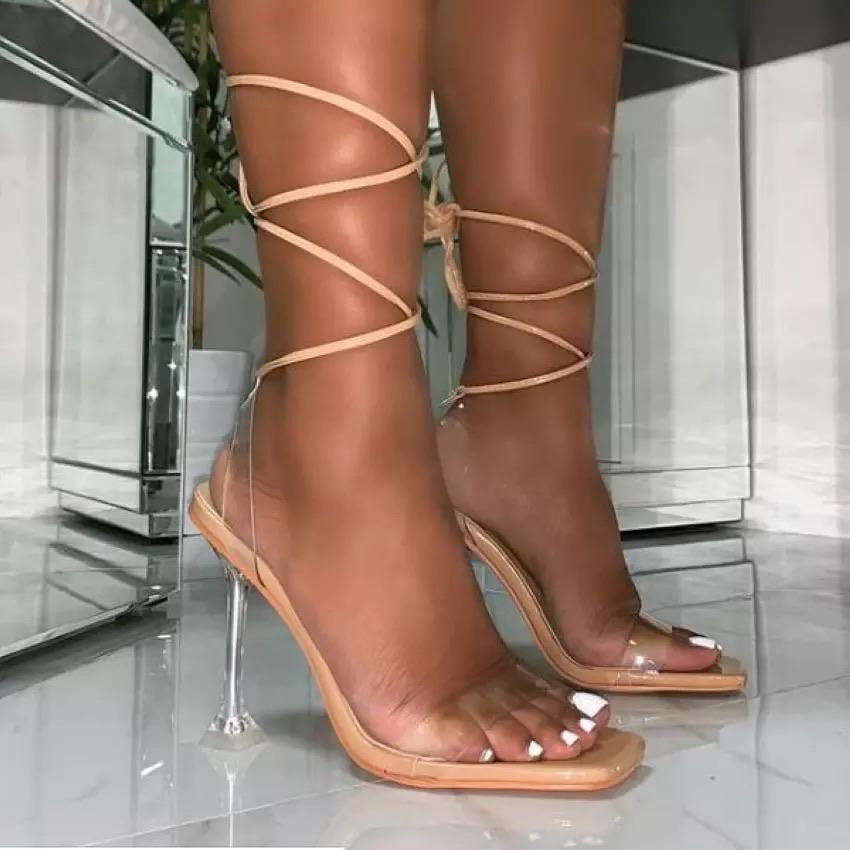 Fashionsarah.com Square Toe Lace-Up Heels