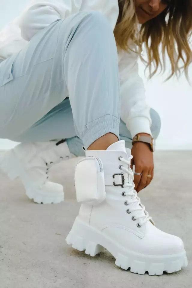 White Mid heeled Boots - Fashionsarah.com