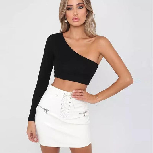 Women One Shoulder Crop Tops | Fashionsarah.com