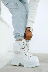 White Mid heeled Boots - Fashionsarah.com