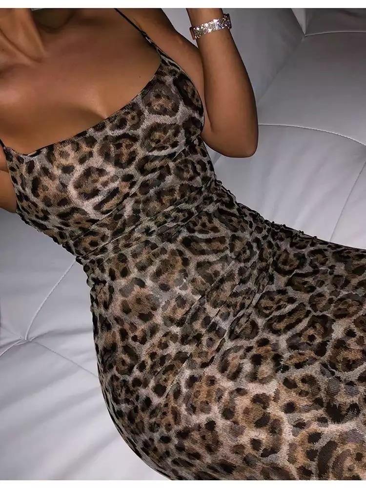 Satin Leopard Maxi Dress 