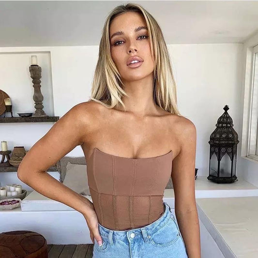 Women Strapless Mesh Corset Top | Fashionsarah.com