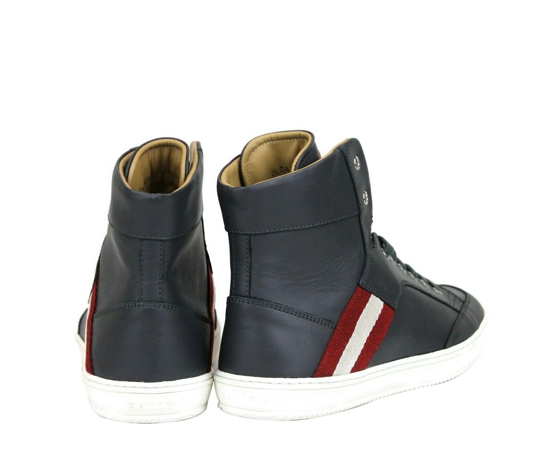 Bally Dark Grey Calf Leather Hi Top Men Sneakers | Fashionsarah.com