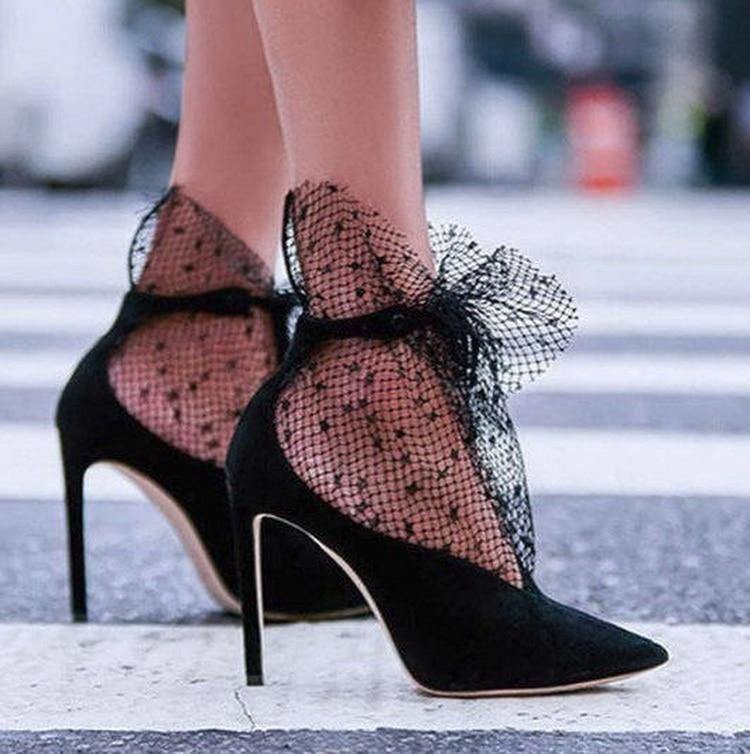 Wrapped Lace Heels | Fashionsarah.com