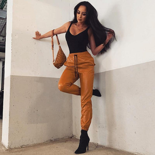 Women Leather Jogger Pants | Fashionsarah.com