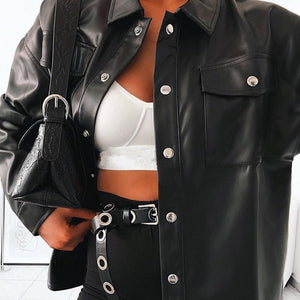 Black Leather Jacket - Fashionsarah.com