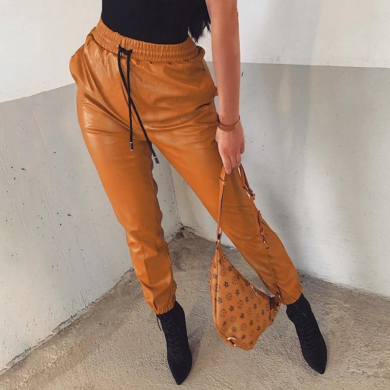 Women Leather Jogger Pants | Fashionsarah.com