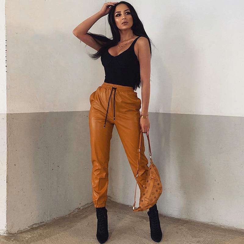 Women Leather Jogger Pants | Fashionsarah.com