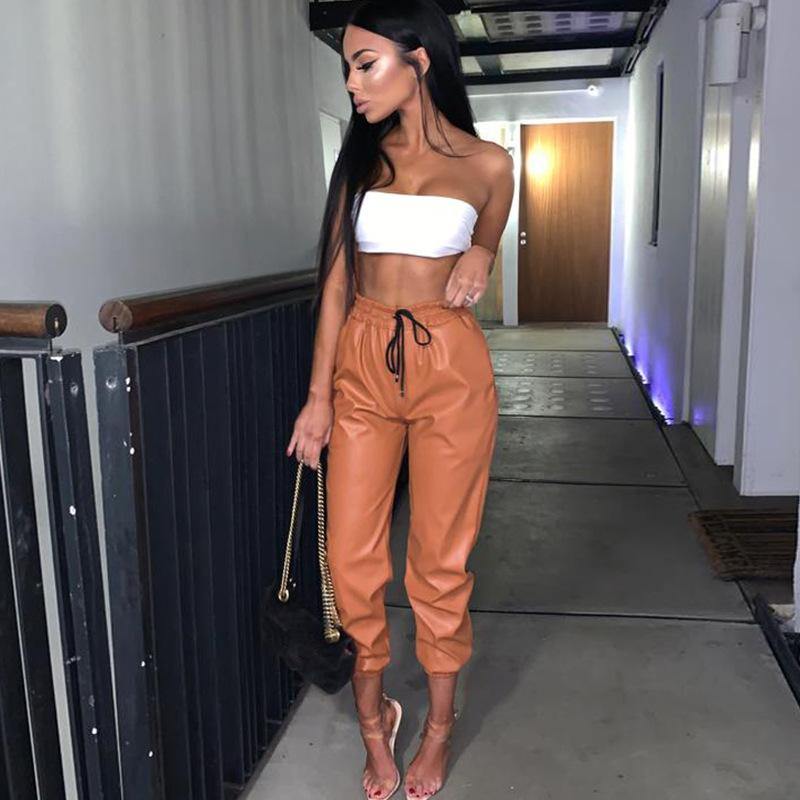 Women Leather Jogger Pants | Fashionsarah.com