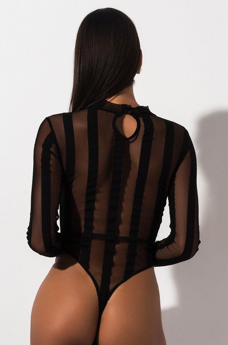 Stripe Mesh Bodysuit | Fashionsarah.com