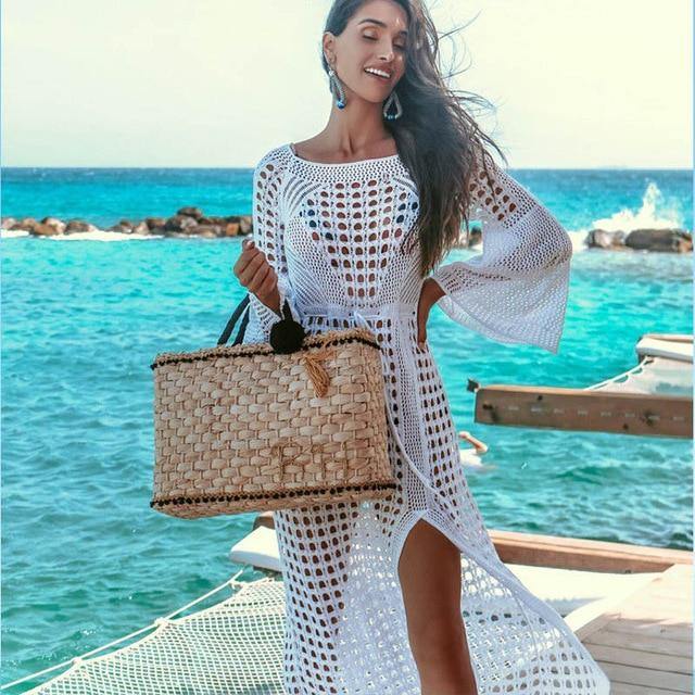 White Knitted Beach Cover Ups | Fashionsarah.com