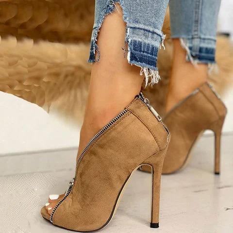 Suede Peep Toe Heels | Fashionsarah.com