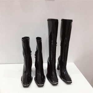 Vinyl Square Boots - Fashionsarah.com