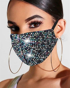 Elastic Rhinestone Face Mask - Fashionsarah.com