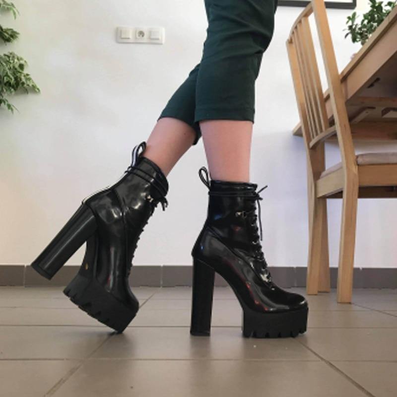 Fashionsarah.com Leather Platform Ankle Boots