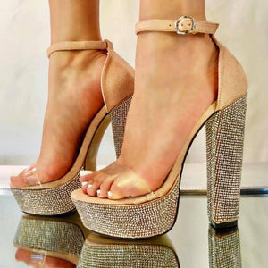Rhinestone Platform Heels - Fashionsarah.com
