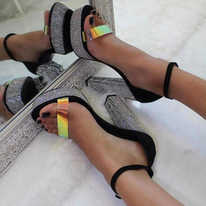 Rhinestone Platform Heels - Fashionsarah.com