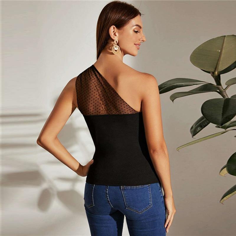 Women One Shoulder Dot Top | Fashionsarah.com