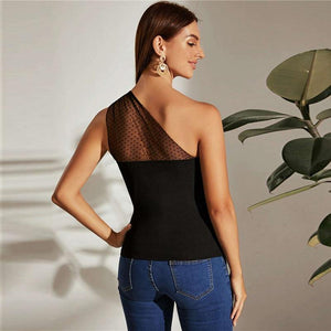 One Shoulder Dot Top - Fashionsarah.com