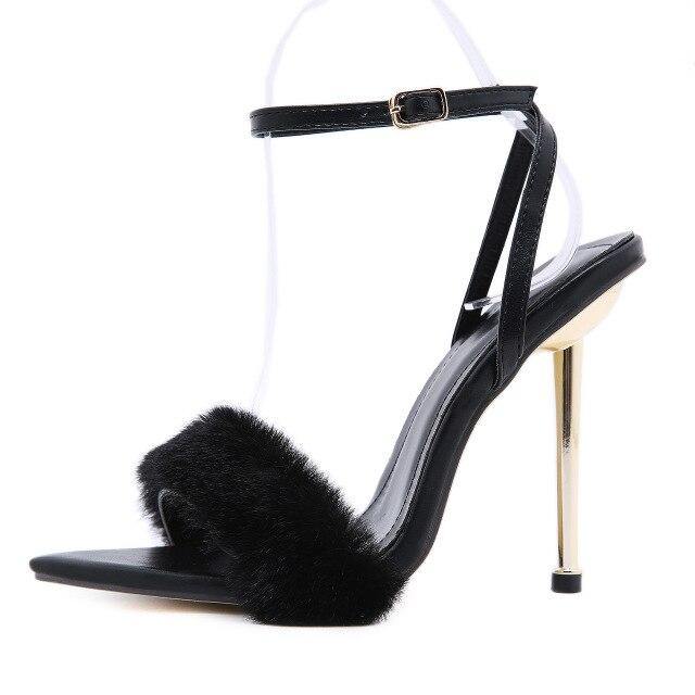 Furry Peep Toe Heels | Fashionsarah.com