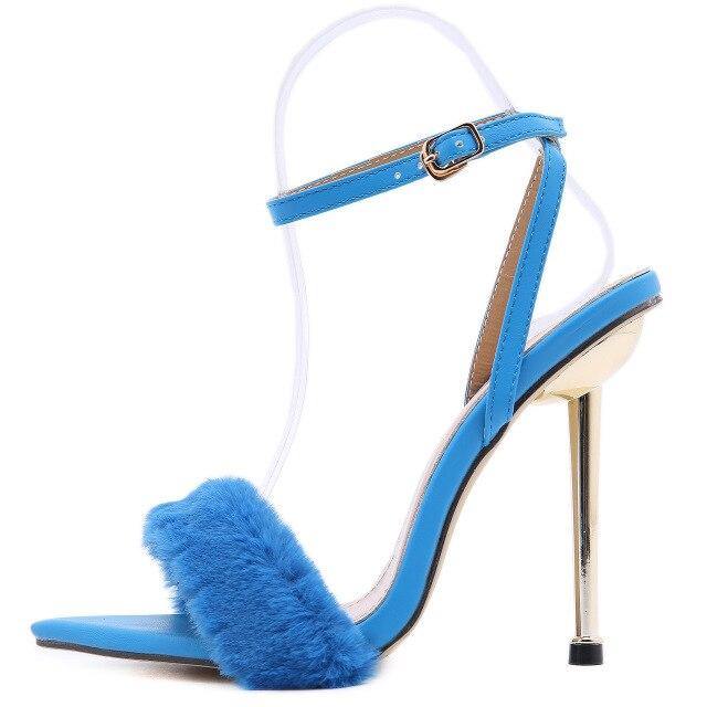 Fashionsarah.com Furry Peep Toe Heels