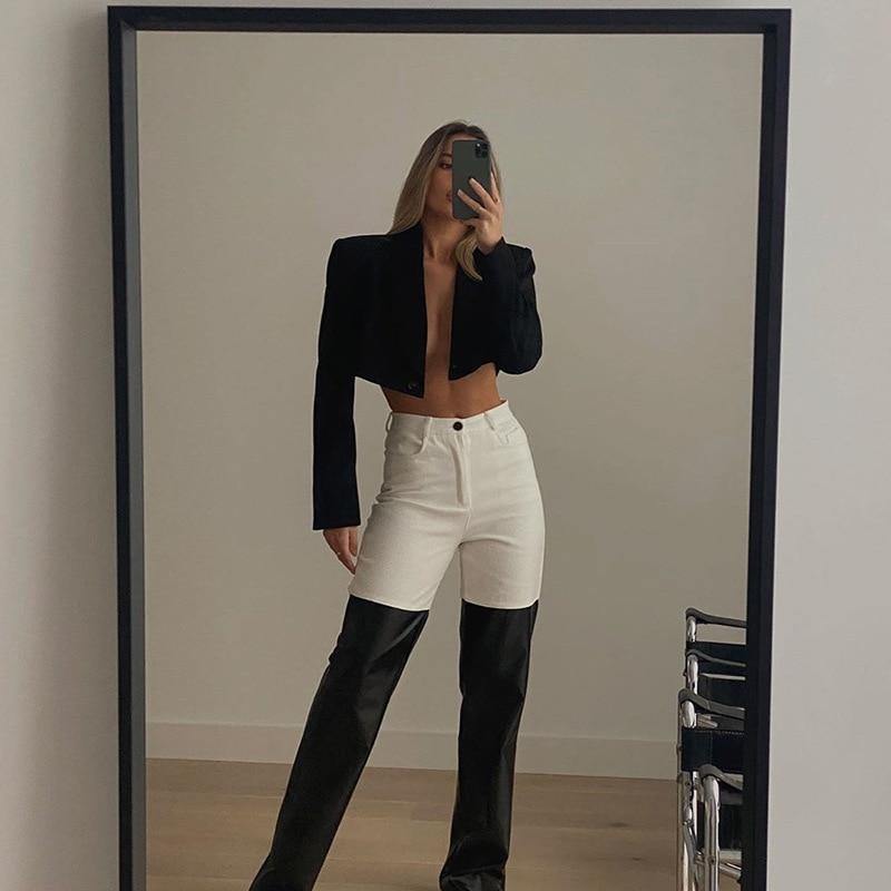 High Waist Leather Women Jeans | Fashionsarah.com