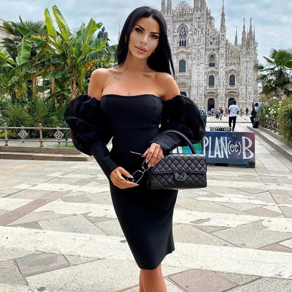 Fashionsarah.com Off Shoulder Black Dress