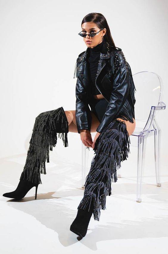 Fashionsarah.com Crystal Tassel Long Boots