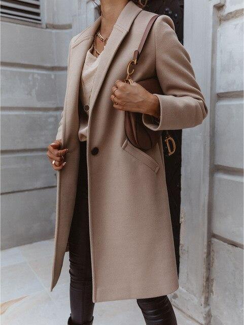 Fashionsarah.com Woolen Medium-Length Coat