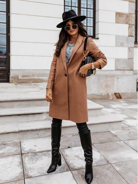 Woolen Medium-Length Coat | Fashionsarah.com